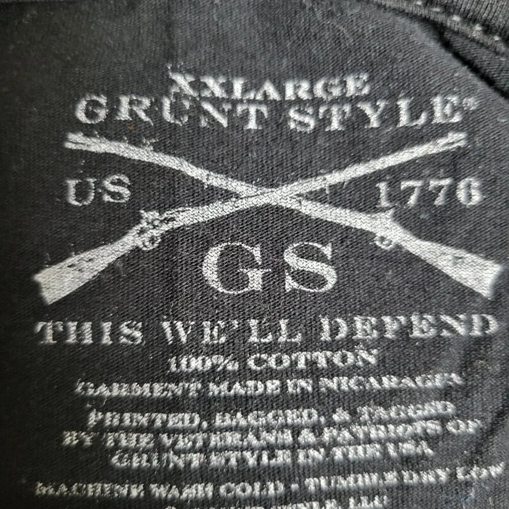 Grunt Style Men Shirt 2XL Black Graphic‎ Print Flag Biohazard Logo Short